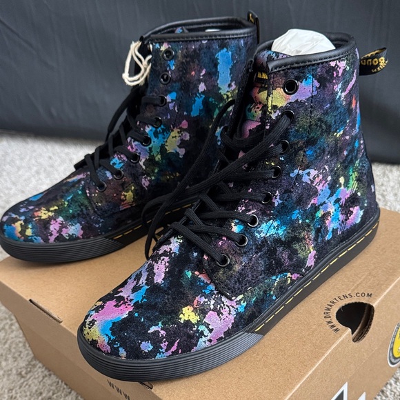 Dr. Martens Shoes - Dr. Martens AirWair Splatter Boots shoes 9 Sheridan black rainbow burst suede